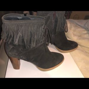 Brand new dark brown suede fringe boots.
